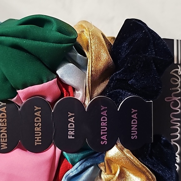 Packed Party Days of the Week Scrunchie Set in a Variety of Colors and Materials - Picture 5 of 6